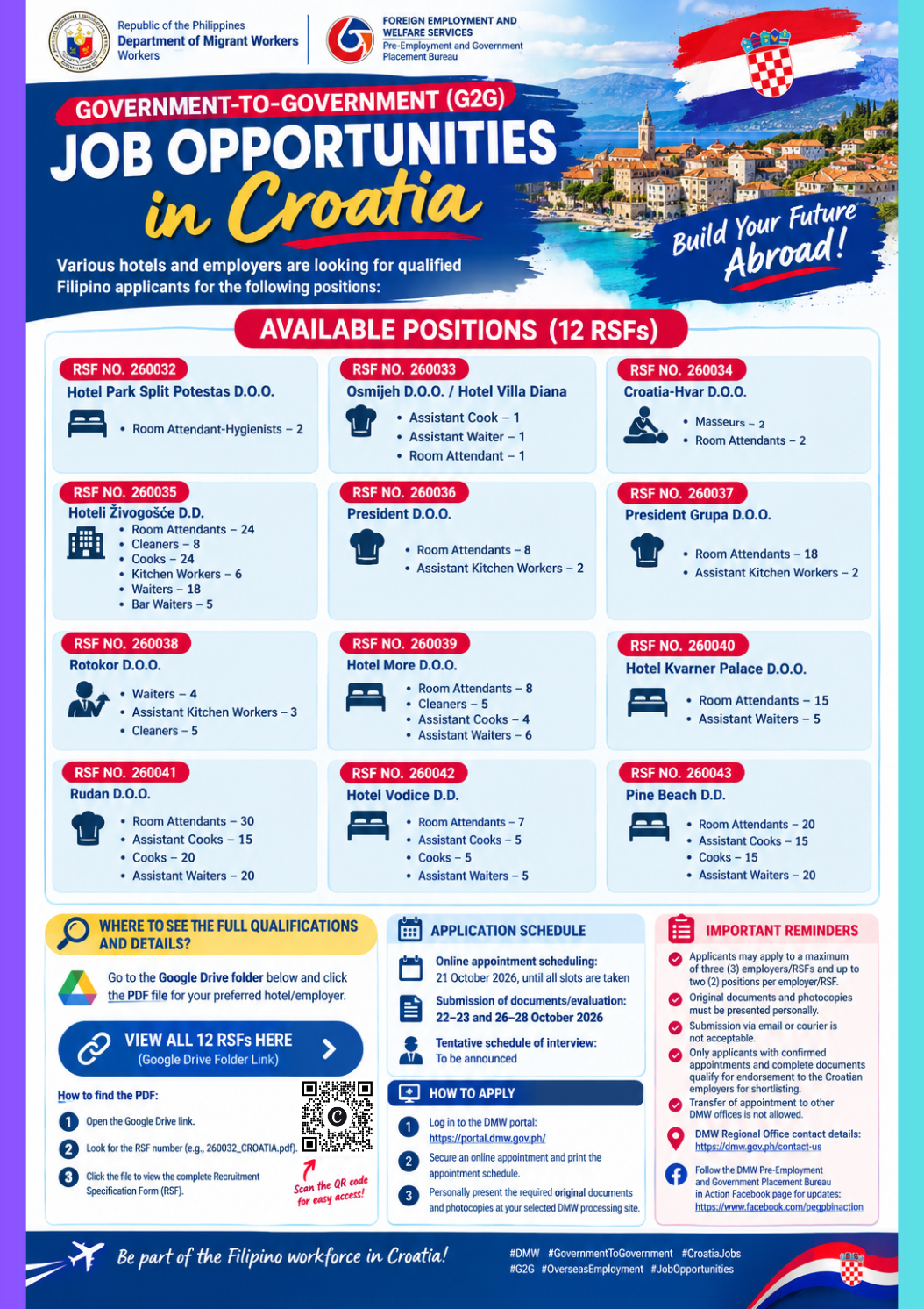  CROATIA GOVERNMENT-TO-GOVERNMENT (G2G) JOB OPPORTUNITIES!